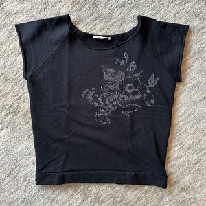 VANESSA BRUNO Paris Womens Cap Sleeve Sweatshirt Glitter Motif Size 1 XS